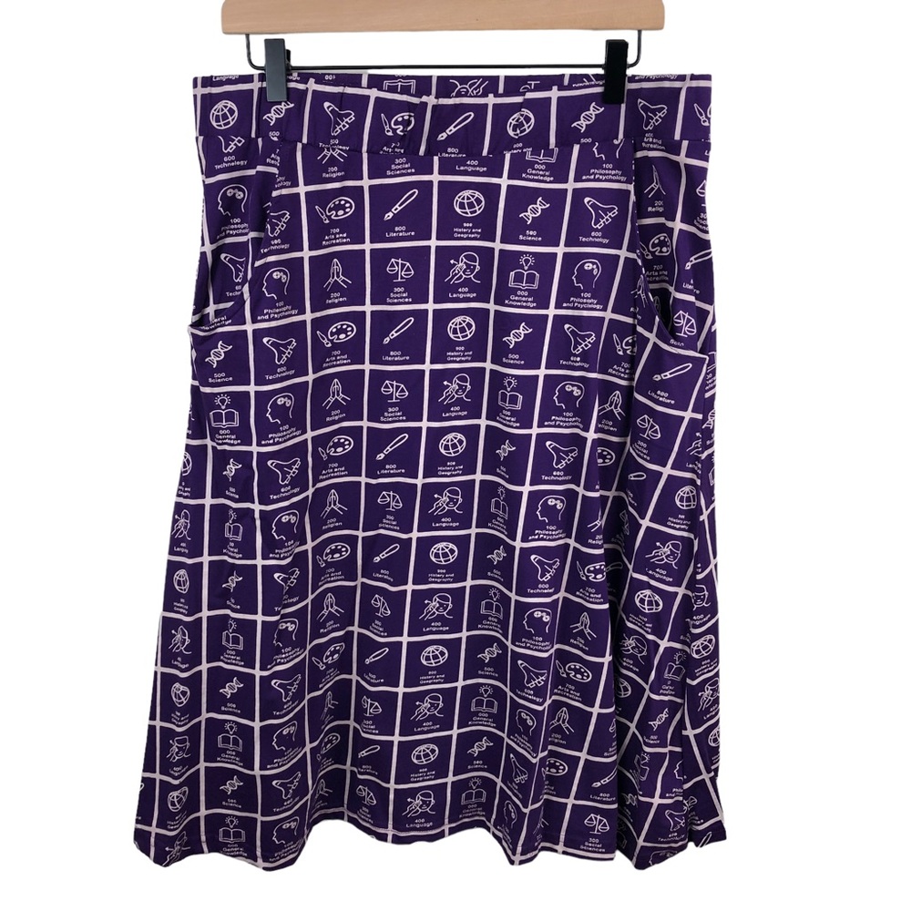 Purple Dewey Decimal Graphic Print Skirt